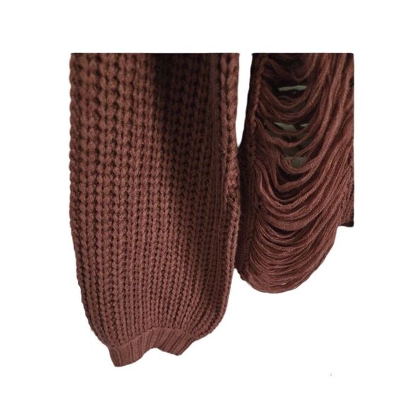 Cotton Candy LA Brown Knit Distressed Turtleneck Sweater M/L - Picture 8 of 8